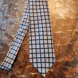 JZ Richards 100% SILK Hand Crafted tie for NORDSTROM Red Blue Black Geometric